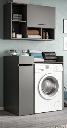 Waschmaschinenschrank Flexy in grau Set 3-teilig 95 x 195 cm
