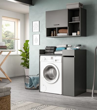 Waschmaschinenschrank Flexy in grau Set 3-teilig 95 x 195 cm