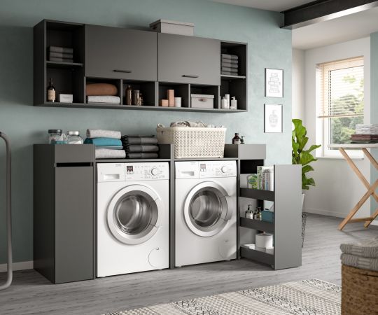 Waschmaschinenschrank Flexy in grau Set 6-teilig 190 x 195 cm