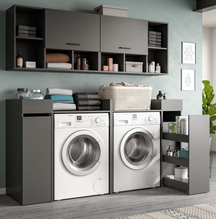 Waschmaschinenschrank Flexy in grau Set 6-teilig 190 x 195 cm