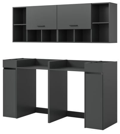 Waschmaschinenschrank Flexy in grau Set 6-teilig 190 x 195 cm