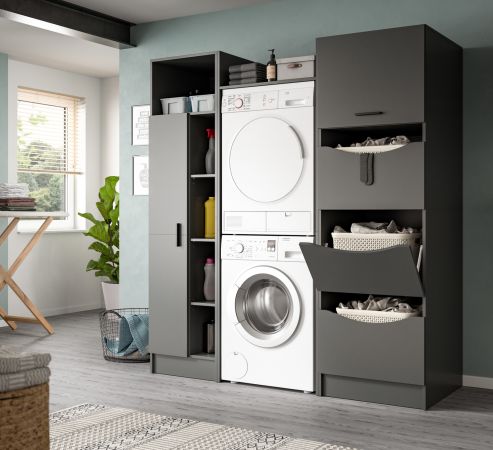 Waschmaschinenschrank Flexy in grau Set 3-teilig 176 x 196 cm