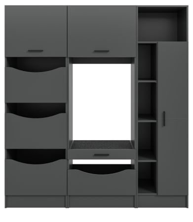 Waschmaschinenschrank Flexy in grau Set 3-teilig 176 x 196 cm