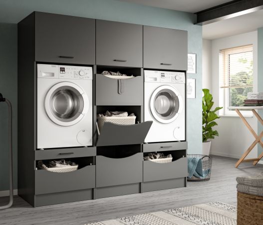 Waschmaschinenschrank Flexy in grau Set 3-teilig 192 x 196 cm