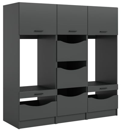 Waschmaschinenschrank Flexy in grau Set 3-teilig 192 x 196 cm