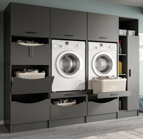 Waschmaschinenschrank Flexy in grau Set 4-teilig 242 x 196 cm