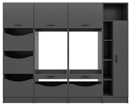 Waschmaschinenschrank Flexy in grau Set 4-teilig 242 x 196 cm