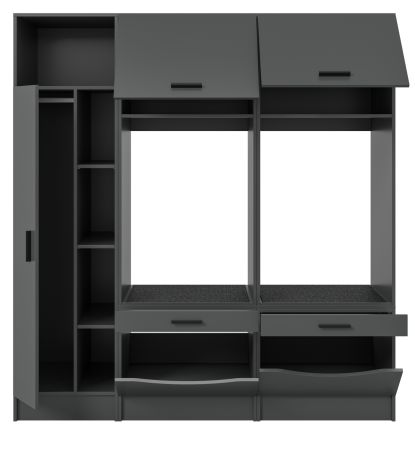 Waschmaschinenschrank Flexy in grau Set 3-teilig 182 x 195 cm