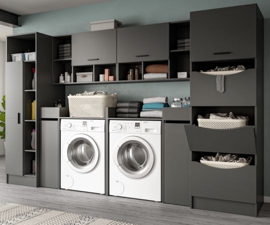 Waschmaschinenschrank Flexy in grau Set 8-teilig 300 x 196 cm