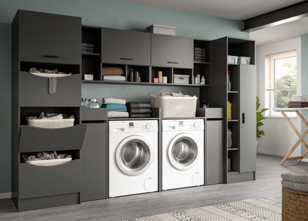 Waschmaschinenschrank Flexy in grau Set 8-teilig 300 x 196 cm