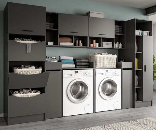 Waschmaschinenschrank Flexy in grau Set 8-teilig 300 x 196 cm