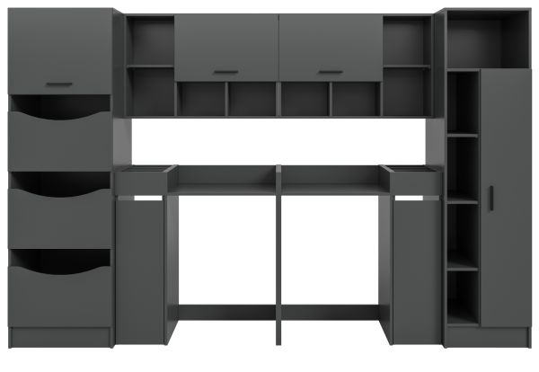 Waschmaschinenschrank Flexy in grau Set 8-teilig 300 x 196 cm