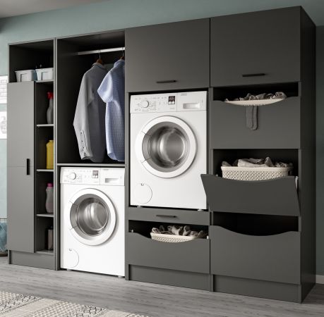Waschmaschinenschrank Flexy in grau Set 4-teilig 242 x 196 cm