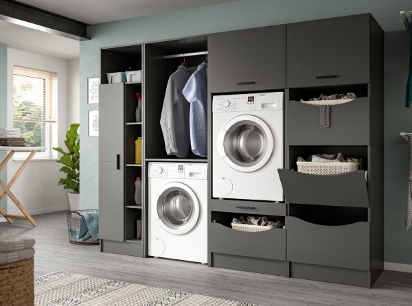 Waschmaschinenschrank Flexy in grau Set 4-teilig 242 x 196 cm