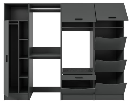 Waschmaschinenschrank Flexy in grau Set 4-teilig 242 x 196 cm