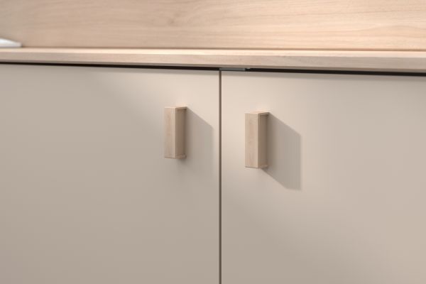 Parisot Hochbett Cache in Kaschmir und Jackson Eiche Stauraumbett 90 x 200 cm