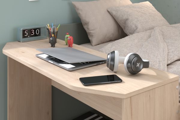 Parisot Kinder- und Jugendzimmer Matre in Jackson Eiche und gr�n Set 2-teilig mit Stauraumbett und Kleiderschrank