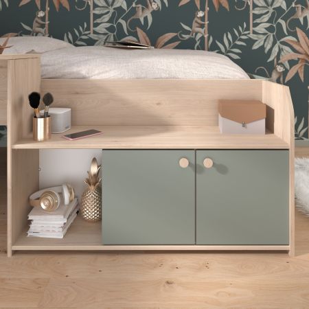 Parisot Kinder- und Jugendzimmer Matre in Jackson Eiche und gr�n Set 2-teilig mit Stauraumbett und Kleiderschrank