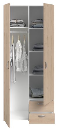 Parisot Kinder- und Jugendzimmer Matre in Jackson Eiche und gr�n Set 2-teilig mit Stauraumbett und Kleiderschrank