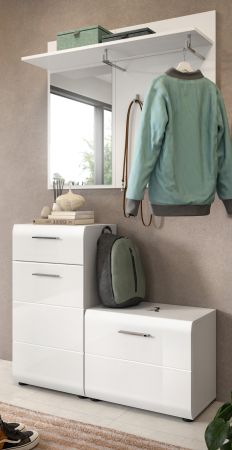 Garderobe Set 3-teilig Cover in wei� Hochglanz 98 x 191 cm