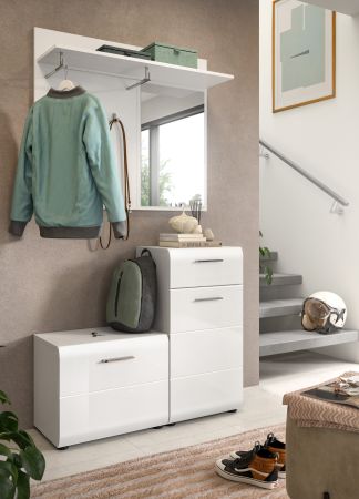 Garderobe Set 3-teilig Cover in wei� Hochglanz 98 x 191 cm
