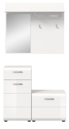Garderobe Set 3-teilig Cover in wei� Hochglanz 98 x 191 cm