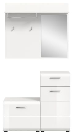 Garderobe Set 3-teilig Cover in wei� Hochglanz 98 x 191 cm