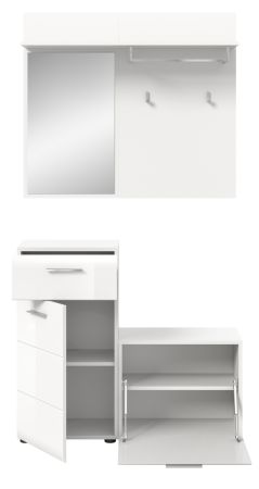 Garderobe Set 3-teilig Cover in wei� Hochglanz 98 x 191 cm