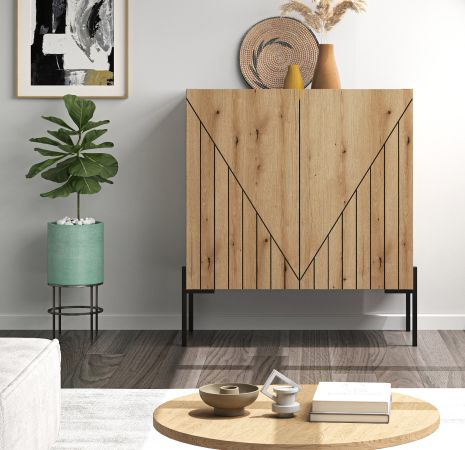 Kommode Norick in Evoke Eiche Sideboard 80 x 91 cm, Soft-Close