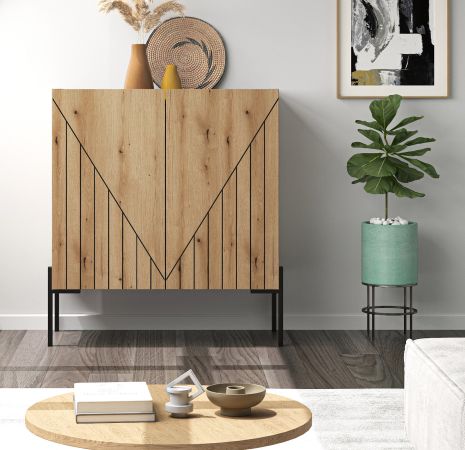 Kommode Norick in Evoke Eiche Sideboard 80 x 91 cm, Soft-Close