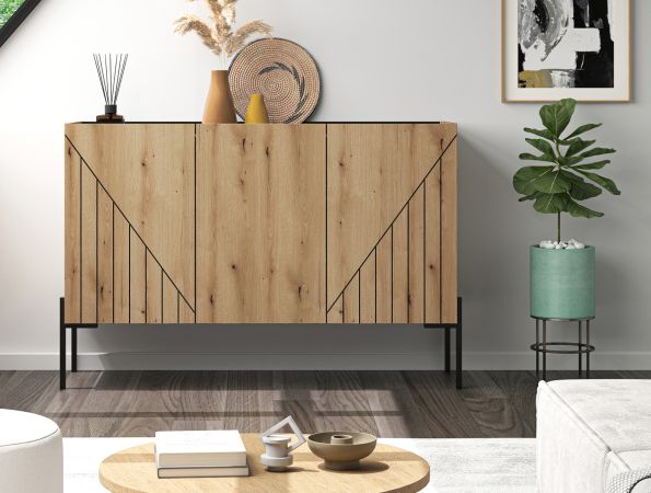 Sideboard Norick in Evoke Eiche Kommode 120 x 81 cm, Soft-Close