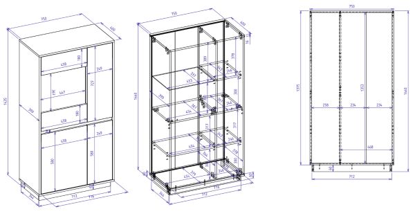 Vitrine Kiruma in Kaschmir und Artisan Eiche Highboard 75 x 144 cm, Soft-Close