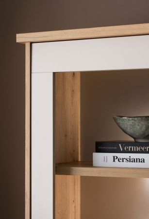 Buffet Kiruma in Kaschmir und Artisan Eiche Vitrinenschrank 202 x 199 cm, Soft-Close