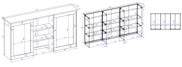 Buffet Kiruma in Kaschmir und Artisan Eiche Vitrinenschrank 202 x 199 cm, Soft-Close