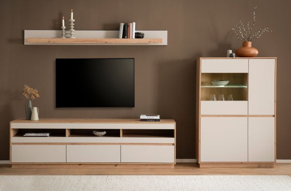 TV-Lowboard Kiruma in Kaschmir und Artisan Eiche TV Unterteil 202 x 60 cm