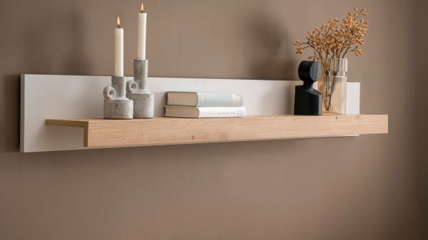 Wandboard Kiruma in Kaschmir und Artisan Eiche Wandregal 159 cm