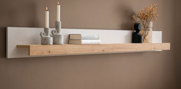 Wandboard Kiruma in Kaschmir und Artisan Eiche Wandregal 189 cm