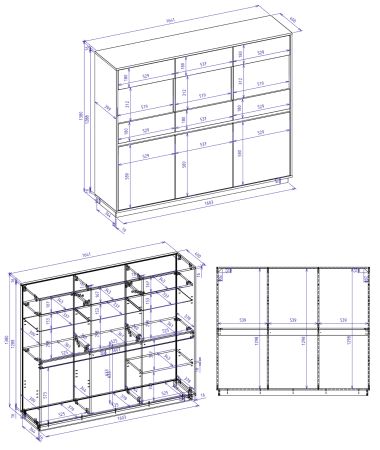 Highboard Kiruma in Kaschmir und Artisan Eiche Vitrine 164 x 138 cm, Soft-Close