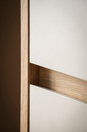 Wohnwand Kiruma in Kaschmir und Artisan Eiche Wohnkombination 3-teilig 292 cm, Soft-Close