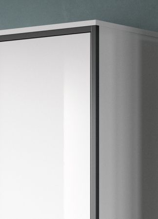 Badezimmer Midischrank Telly in wei� Hochglanz und grau Bad Kommode 40 x 139 cm