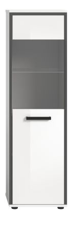 Badezimmer Midischrank Telly in wei� Hochglanz und grau Bad Kommode 40 x 139 cm