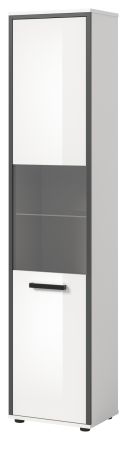 Badezimmer Hochschrank Telly in wei� Hochglanz und grau Badschrank 40 x 188 cm