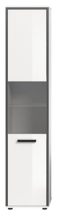 Badezimmer Hochschrank Telly in wei� Hochglanz und grau Badschrank 40 x 188 cm