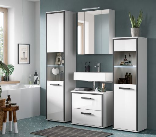 Badezimmer Spiegelschrank Telly in wei� Badschrank 3-t�rig 60 x 70 cm