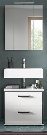 Badm�bel Set 2-teilig Telly in wei� Hochglanz und grau Badkombination 60 x 190 cm