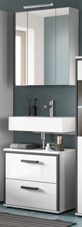 Badm�bel Set 2-teilig Telly in wei� Hochglanz und grau Badkombination 60 x 190 cm