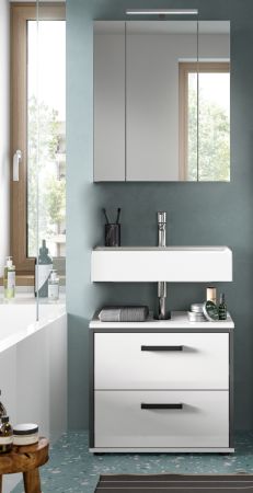 Badm�bel Set 2-teilig Telly in wei� Hochglanz und grau Badkombination 60 x 190 cm