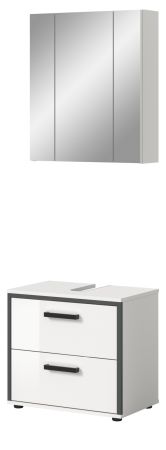 Badm�bel Set 2-teilig Telly in wei� Hochglanz und grau Badkombination 60 x 190 cm