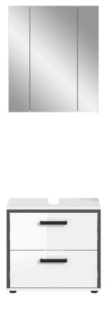 Badm�bel Set 2-teilig Telly in wei� Hochglanz und grau Badkombination 60 x 190 cm