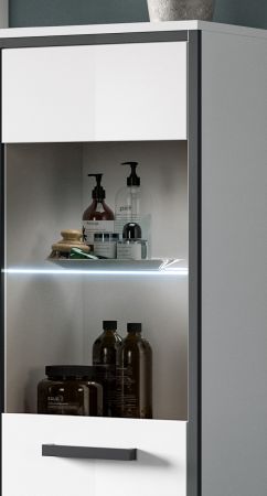 Badm�bel Set 4-teilig Telly in wei� Hochglanz und grau Badkombination 170 x 190 cm